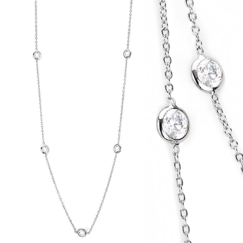 Clear cubic zirconia layered necklace featuring delicate chain and sparkling stones for elegant styling