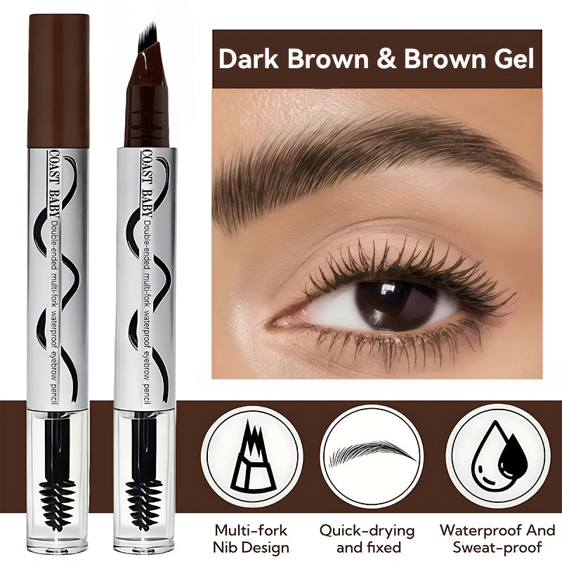 Dark brown and brown gel eyebrow pen, travel friendly and waterproof