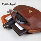 Small leather satchel for vacations featuring a spacious interior with organized compartments for essentials