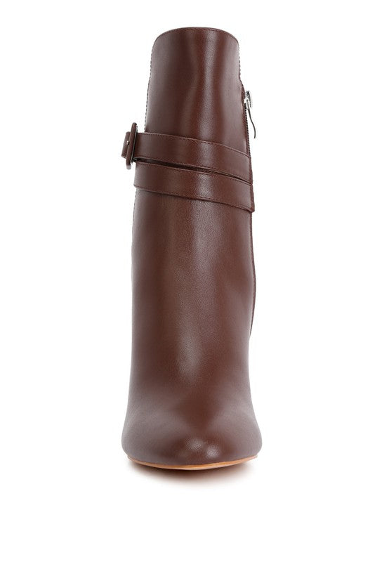 Brown Rag Company cobra buckle boots for women with a sleek, modern design and zip closure