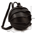 Collapsible travel backpack leather with a unique circular design and adjustable straps for convenience