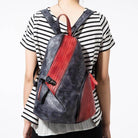 Color block daypack from VacationGrabs featuring a stylish design with mixed colors and adjustable straps