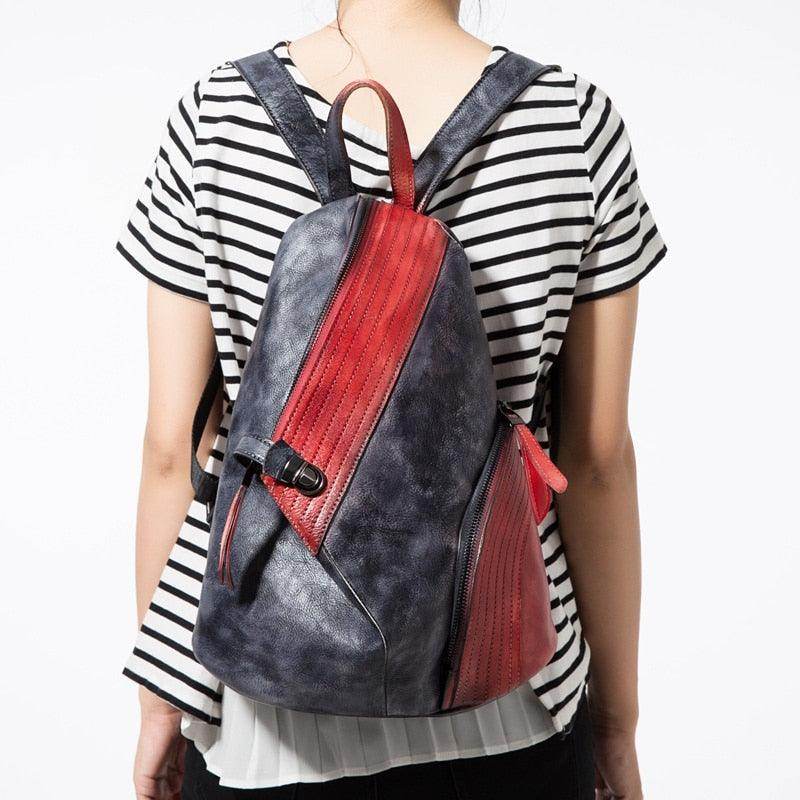 Color block daypack from VacationGrabs featuring a stylish design with mixed colors and adjustable straps