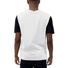 Back view of WEIV color block t-shirt men in black and white for a stylish casual look