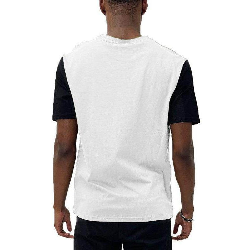 Back view of WEIV color block t-shirt men in black and white for a stylish casual look