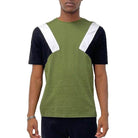 WEIV color block t-shirt men in green and black with unique design and comfortable fit