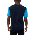 Men's WEIV color block t-shirt men featuring a stylish design with blue and black sleeves