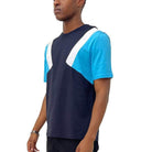 WEIV color block t-shirt men in blue and black with stylish design for casual wear