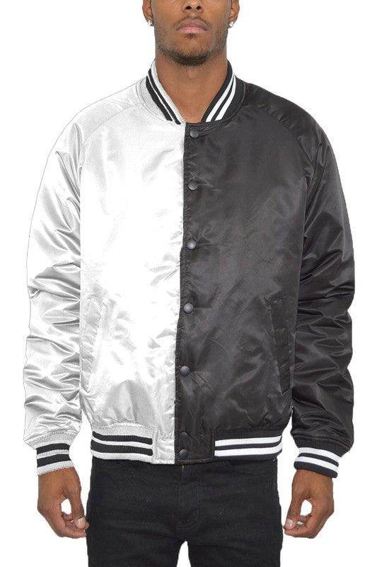 Color Block Two Tone Varsity Jacket - VacationGrabs
