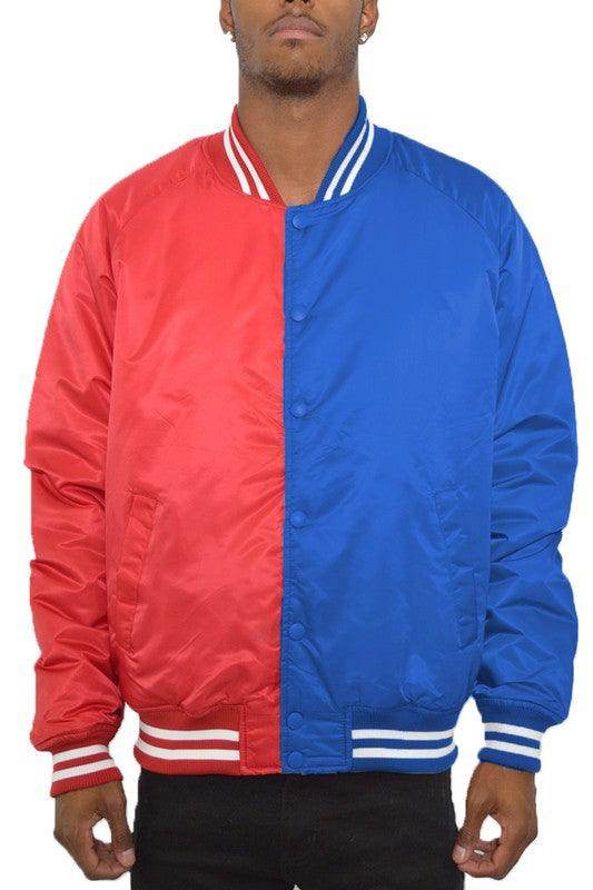 Color Block Two Tone Varsity Jacket - VacationGrabs