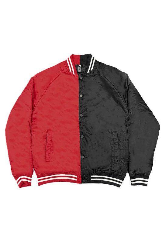 Color Block Two Tone Varsity Jacket - VacationGrabs