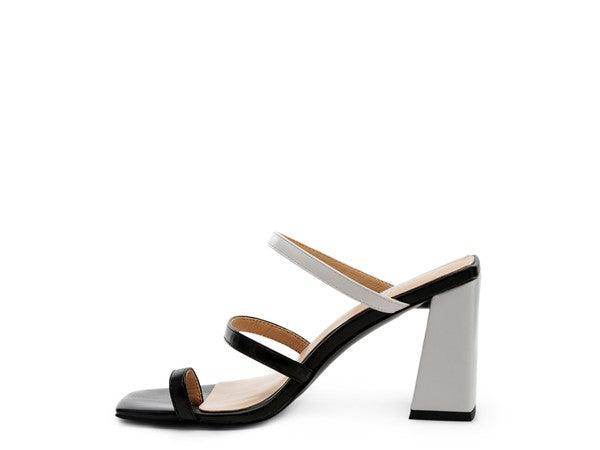 Rag Company stylish women's comfortable block heel shoes with a modern design in black and white
