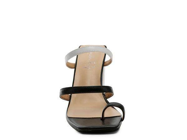 Stylish women's comfortable block heel shoes with black and white straps for versatile outfits