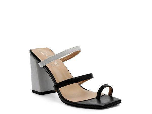 Stylish Rag Company comfortable block heel shoes with black and white straps for versatile wear