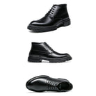 Stylish black comfortable mens dress shoes with sturdy soles and lacing details for formal occasions