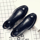 Stylish black comfortable mens dress shoes with sleek design and lace-up closure