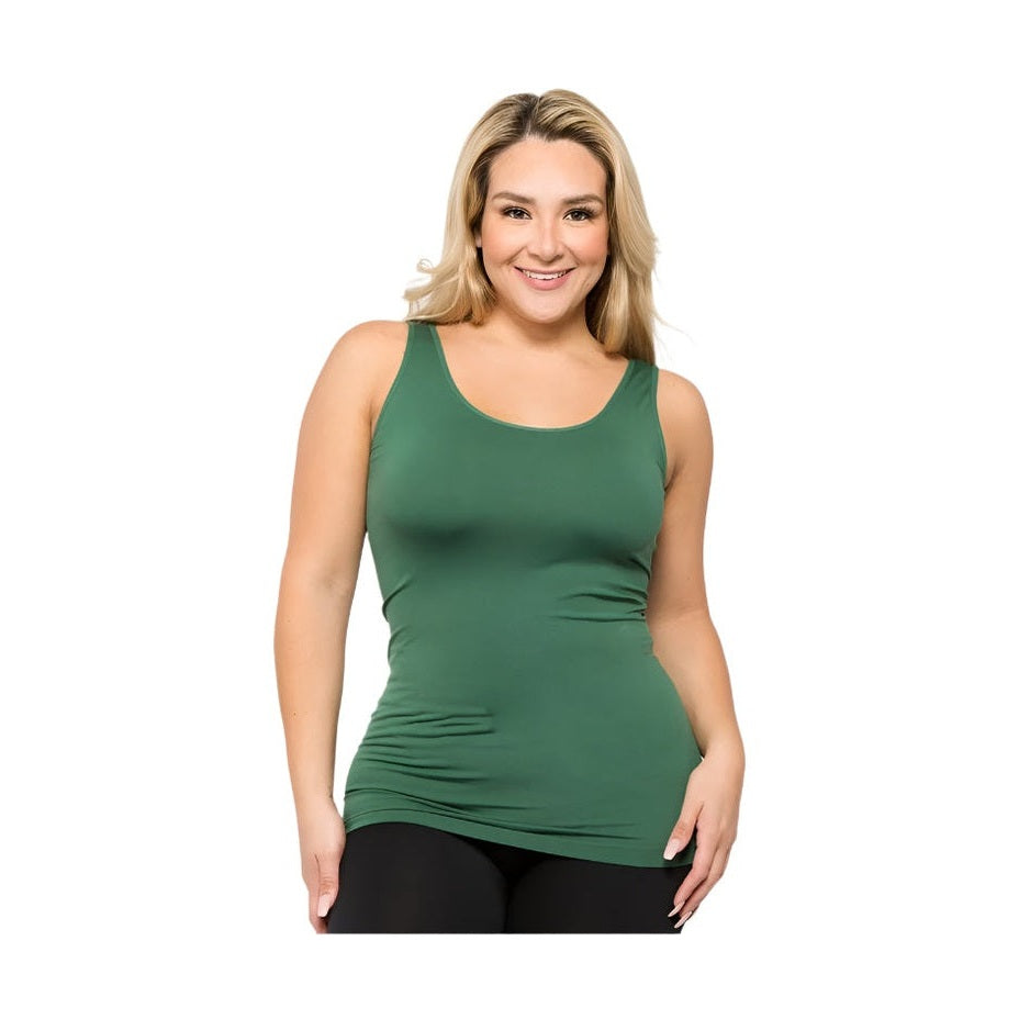 Yelete comfortable plus size tank tops in green, perfect for casual wear and layering