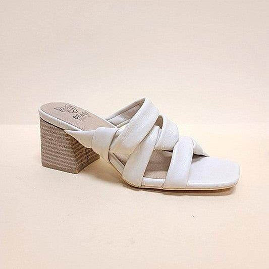 Let's See Style comfortable slide sandals with a block heel in white for stylish summer wear