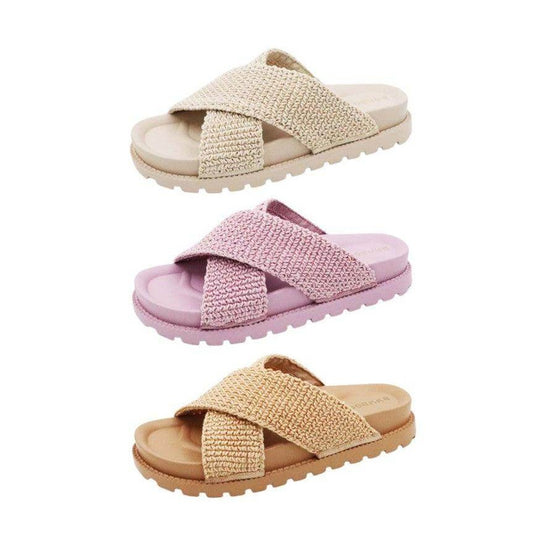 Let's See Style Women's Sandals in Beige, Pink, and Lavender - Comfortable travel footwear for all-day wear