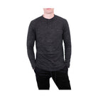 Generation XYZ men's comfortable travel Henley shirt in dark gray with long sleeves and button detail