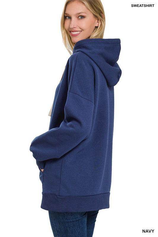 ZENANA Women's Navy Comfortable Vacation Hoodie with Relaxed Fit and Hooded Design
