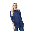 P & ROSE COLLECTION Women's Navy Shirt as comfortable vacation tops for casual outings