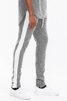 WEIV comfortable vacation track pants in gray with white side stripes for a stylish look