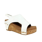 Maker's Shoes comfortable wedge sandals for women in white with cork sole and gold studs