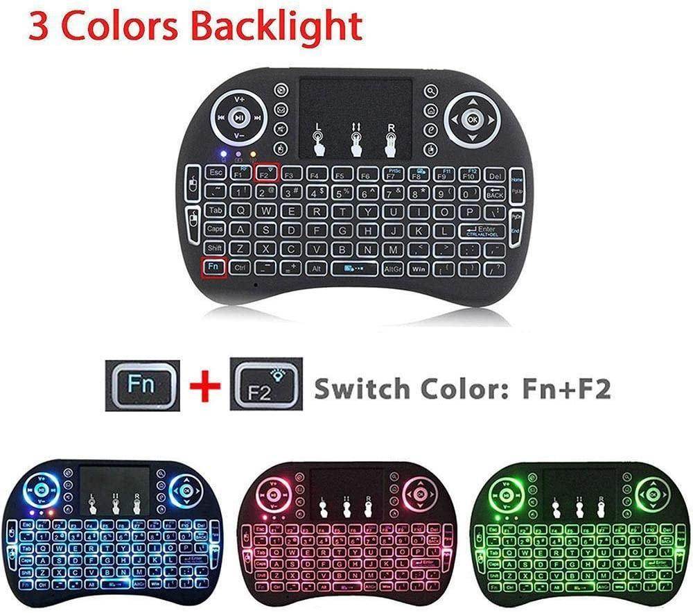 Compact keyboard for travel with three color backlighting and easy mode switching features