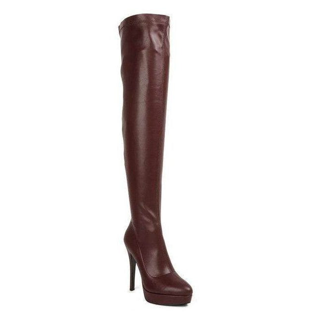 Confetti Stretch Pu High Heeled Long Boots - VacationGrabs