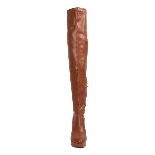 Confetti Stretch Pu High Heeled Long Boots - VacationGrabs