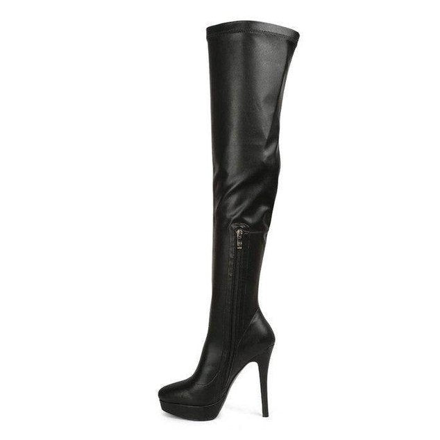Confetti Stretch Pu High Heeled Long Boots - VacationGrabs