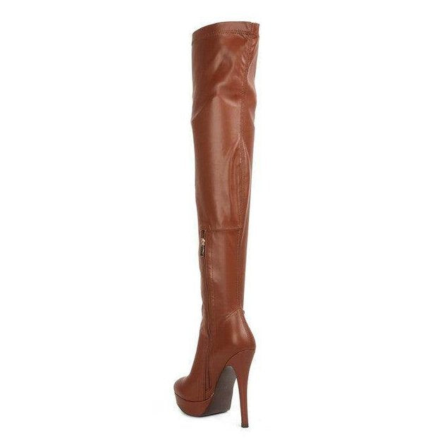 Confetti Stretch Pu High Heeled Long Boots - VacationGrabs