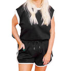 Contrast Trim Round Neck Top and Shorts Set - VacationGrabs