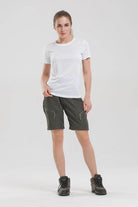 Women's VacationGrabs convertible pants for travel, easily adjustable from pants to shorts