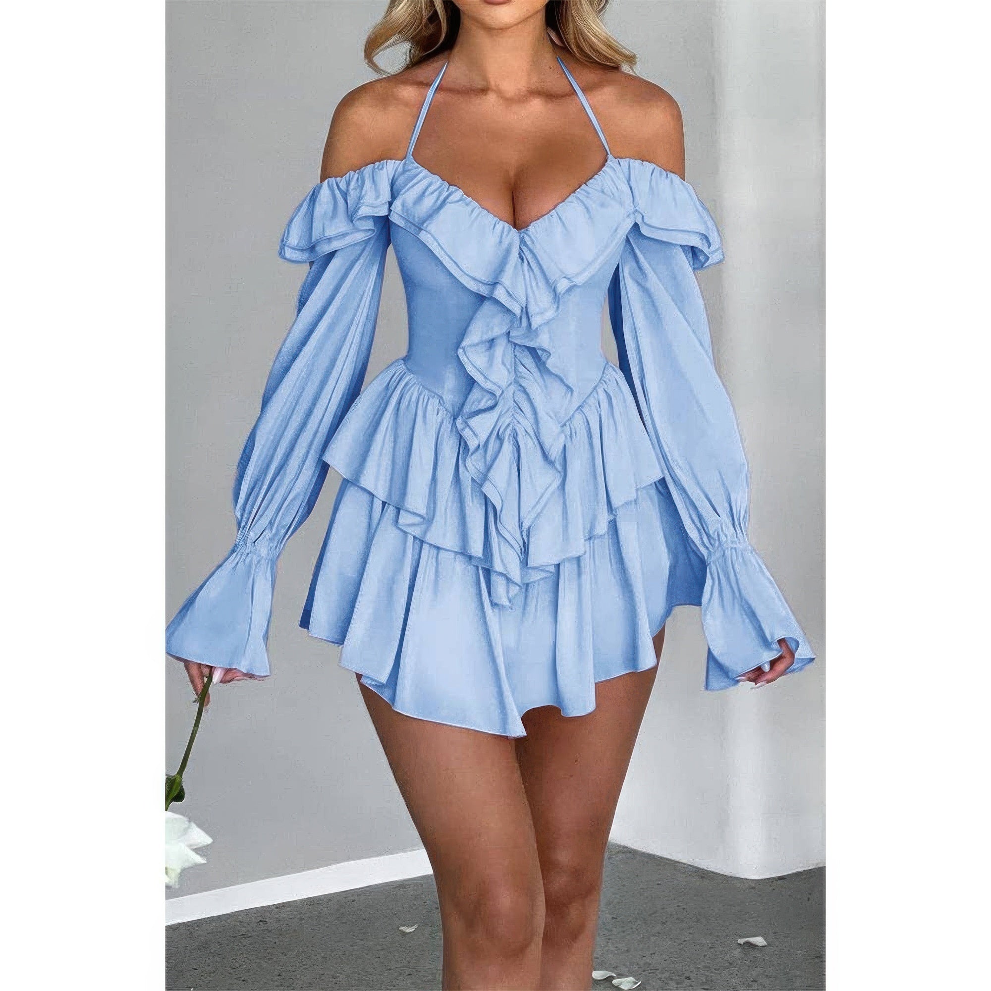 Women's Mini Vacation Dress – Corset Ruffle Halter