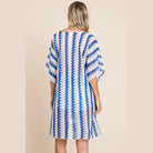 Cotton Bleu by Nu Lab Tied Striped Plunge Half Sleeve - VacationGrabs