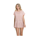 Cotton Bleu by Nu Label Striped Ruffled Short Sleeve Top - VacationGrabs