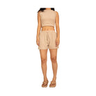 VacationGrabs women's cotton French terry crop top and shorts set in beige for comfortable summer outfits