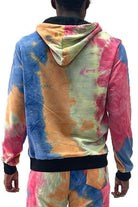 Men's cotton tie dye sweatshirt in vibrant colors with a cozy hooded design