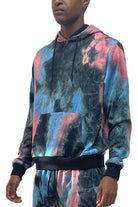 Men's cotton tie dye sweatshirt in vibrant colors with a comfortable fit and hood