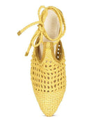 Rag Company Yellow Cotton Tie Up Shoes with a Stylish Open Weave Design for Comfortable Wear