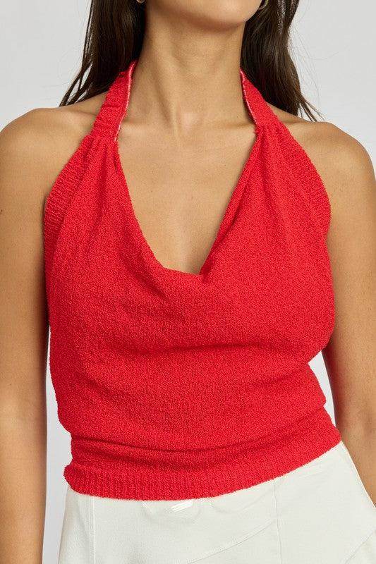 Cowl Neck Halter Top - VacationGrabs