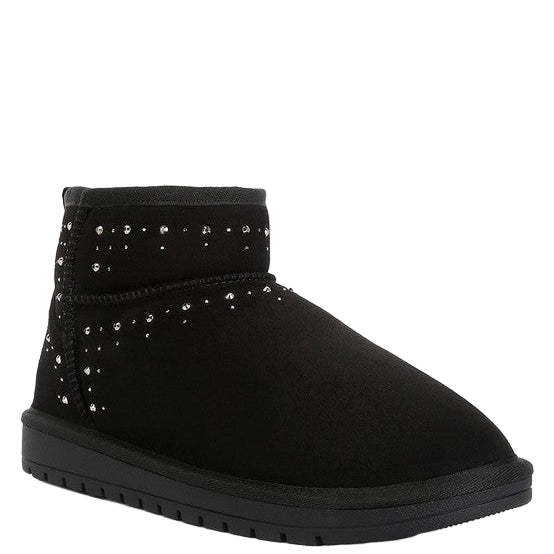 Rag Company black cozy fur boots for women with studded accents for stylish comfort