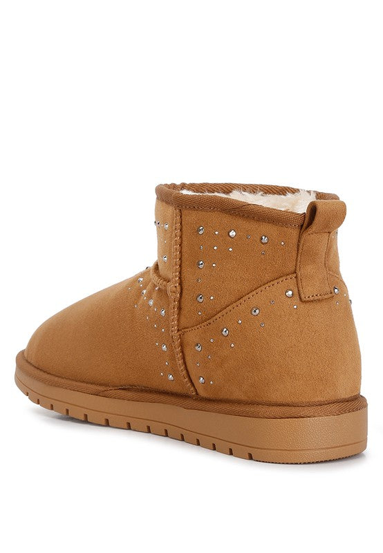 Rag Company cozy fur boots for women with decorative studs and a soft interior for added warmth