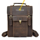 VacationGrabs crazy horse leather backpack 14 inch with custom name option and stylish design