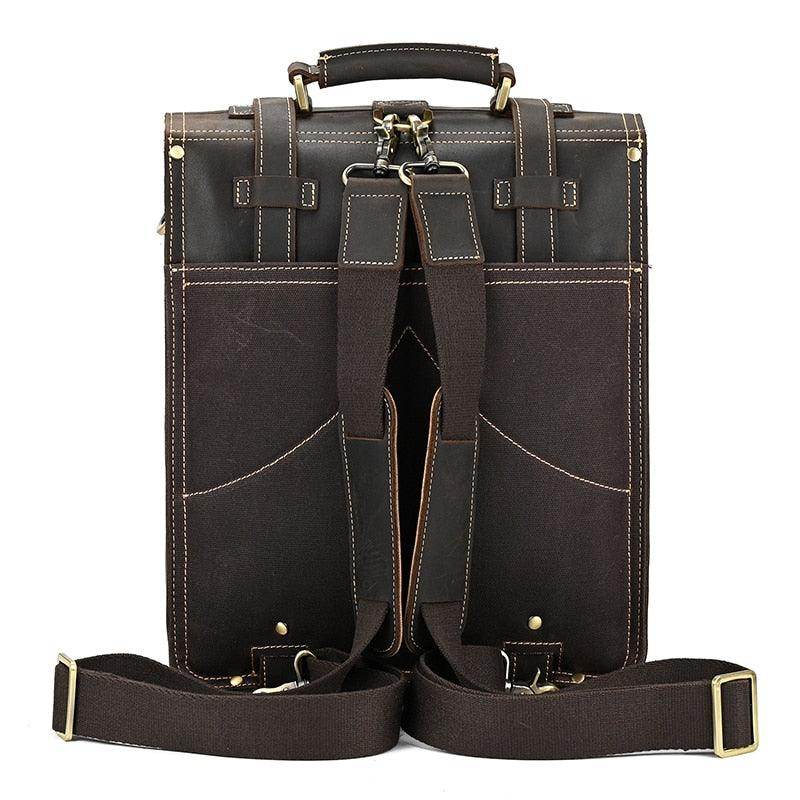Crazy Horse Leather Backpack with Adjustable Straps and Durable Stitching for Stylish Travel