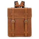 Crazy Horse Leather Backpack with Adjustable Straps and Vintage Design for Travel and Daily Use