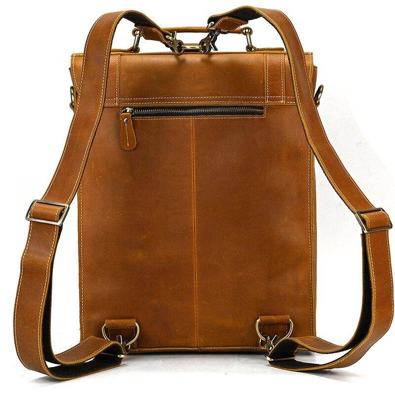 Stylish crazy horse leather bags backpack with adjustable straps and multiple pockets for easy access