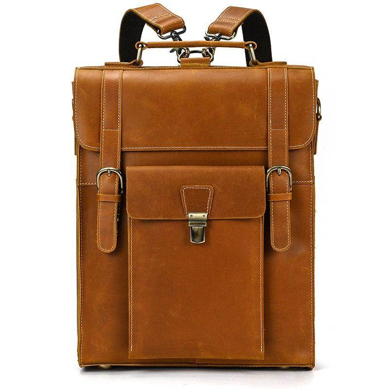 VacationGrabs Crazy Horse Leather Bags Backpack with Classic Design and Multiple Compartments